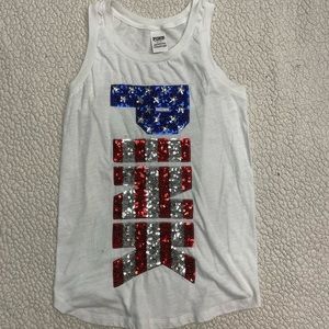 PINK red white and blue sequin tank top